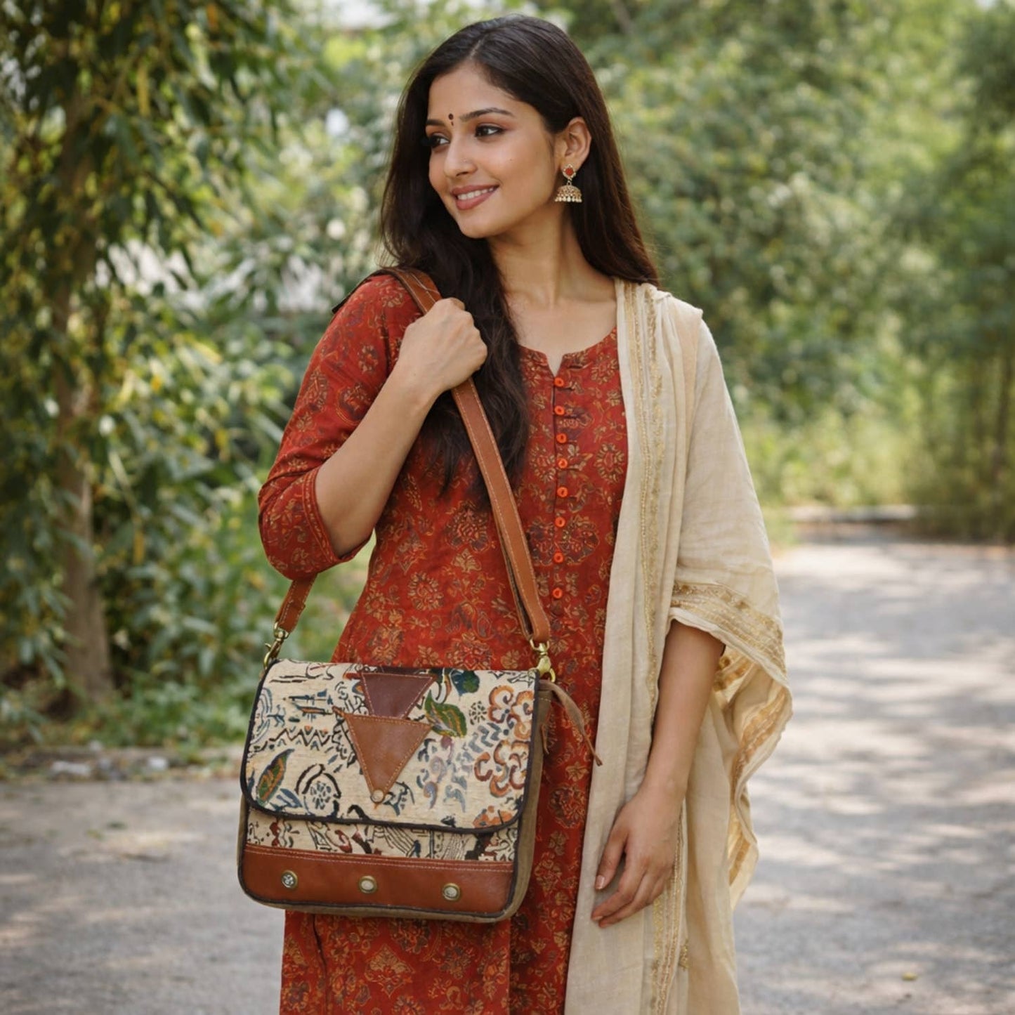 Hasal Women’s Upcycled Canvas & Leather Crossbody Bag
