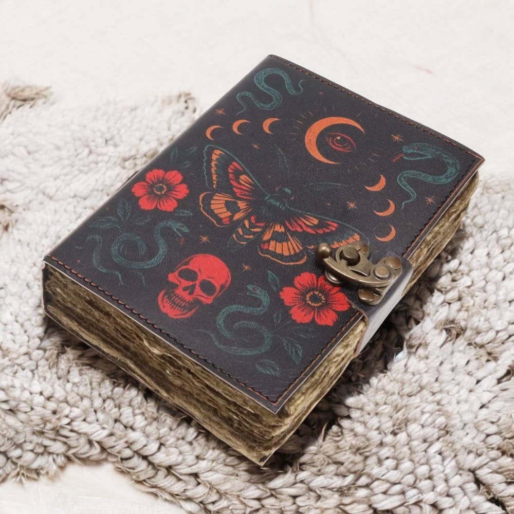 Luna Moth Butterfly Leather Journal 12.5cm x 17.5cm