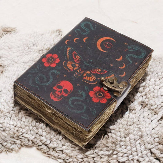 Luna Moth Butterfly Leather Journal 12.5cm x 17.5cm