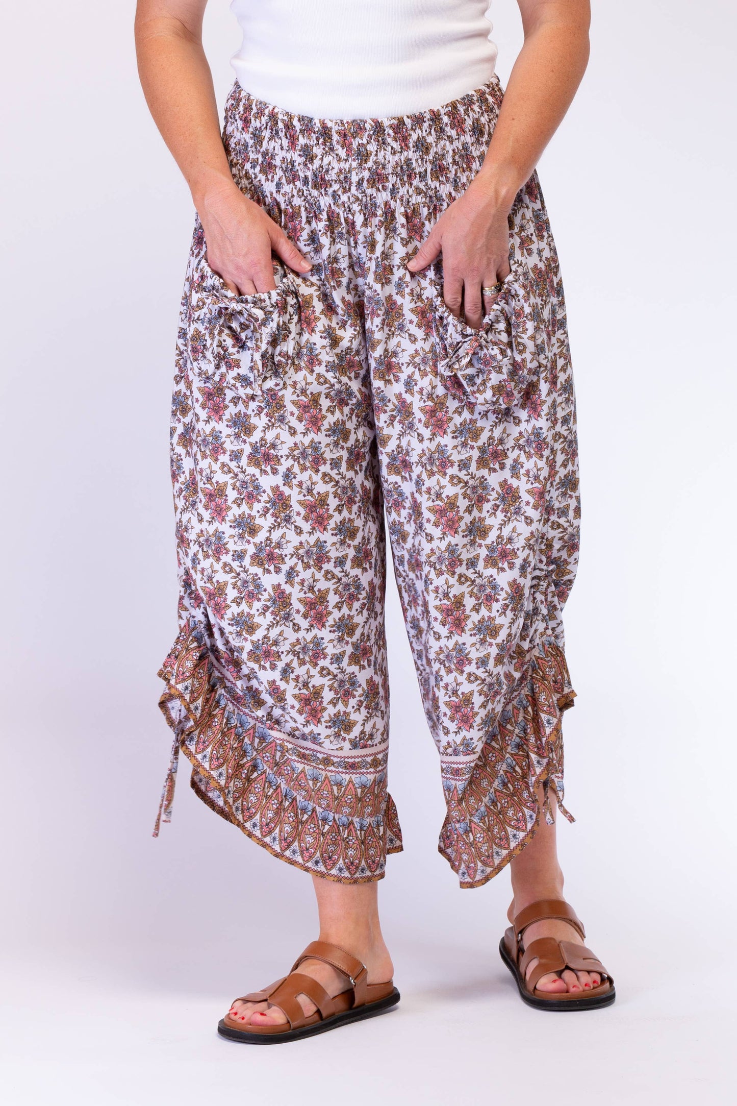 FRILLY 3/4 RAYON PANTS