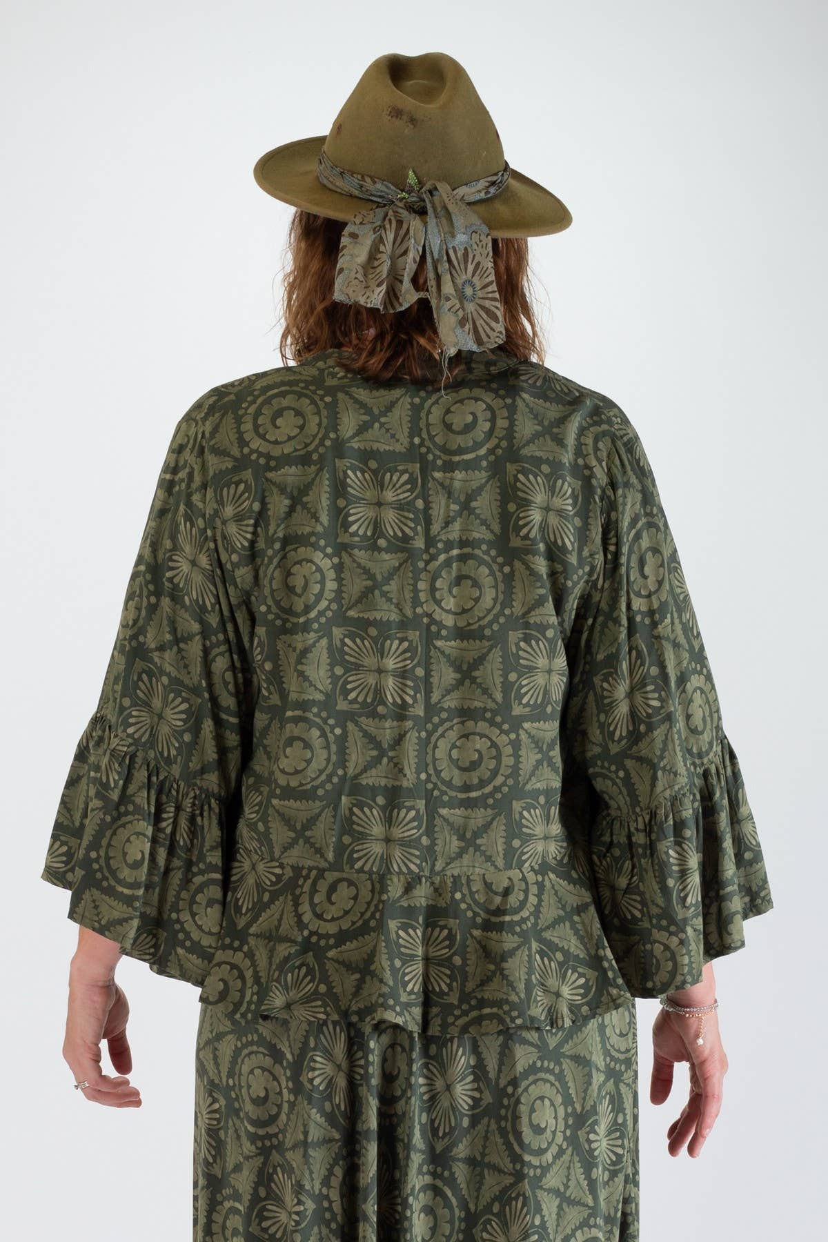 FREYA SHORT RUFFLED JACKET - GEOMETRIC PRINT