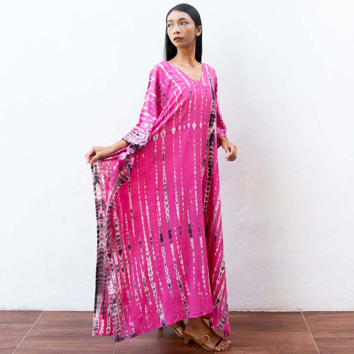 Tie Dye Kaftan Dress (Hot Pink) Lounge Resort Wear Maternity