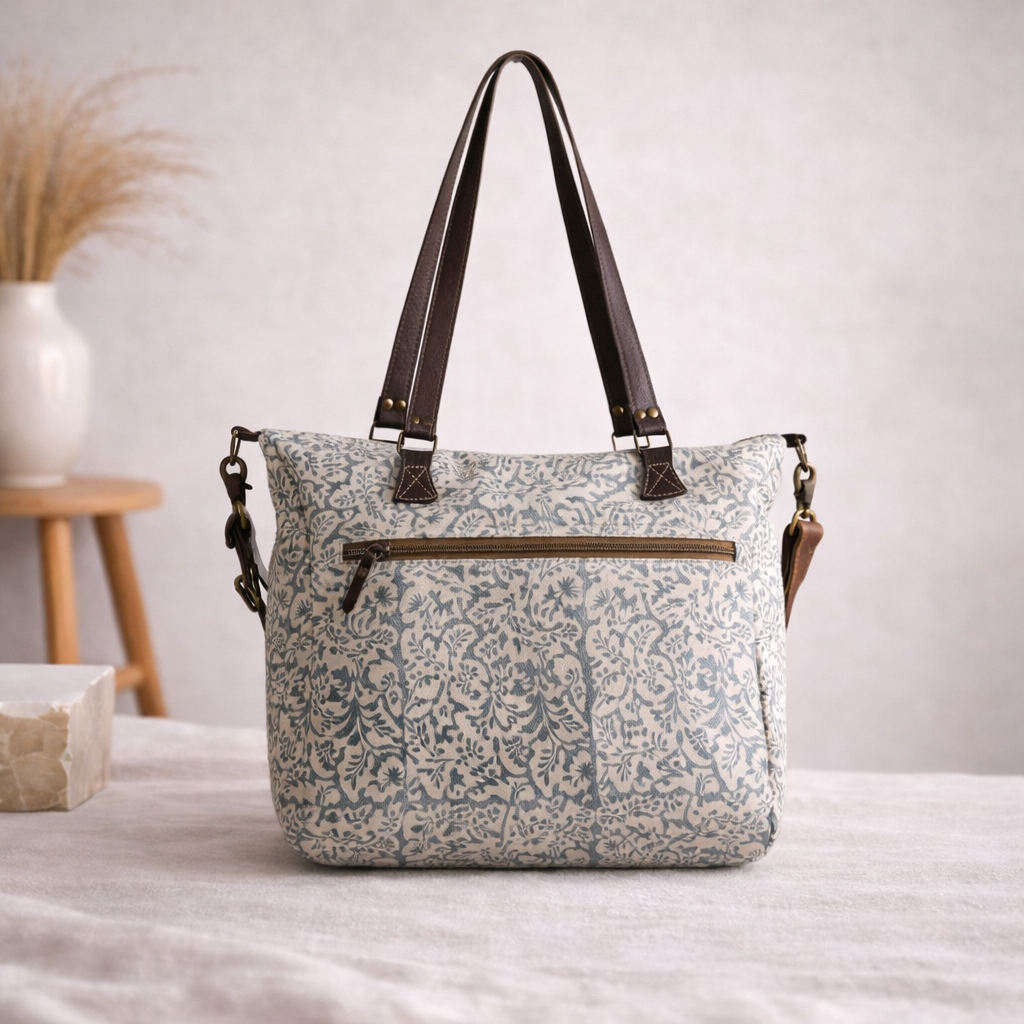 Habo Upcycled Canvas & Leather Messenger Bag | Handmade