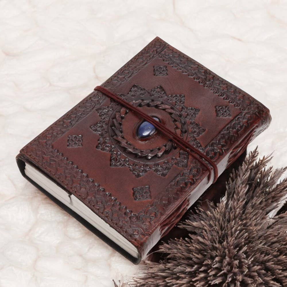 Stone Embossd Brown Leather Journal 13cm x 17cm