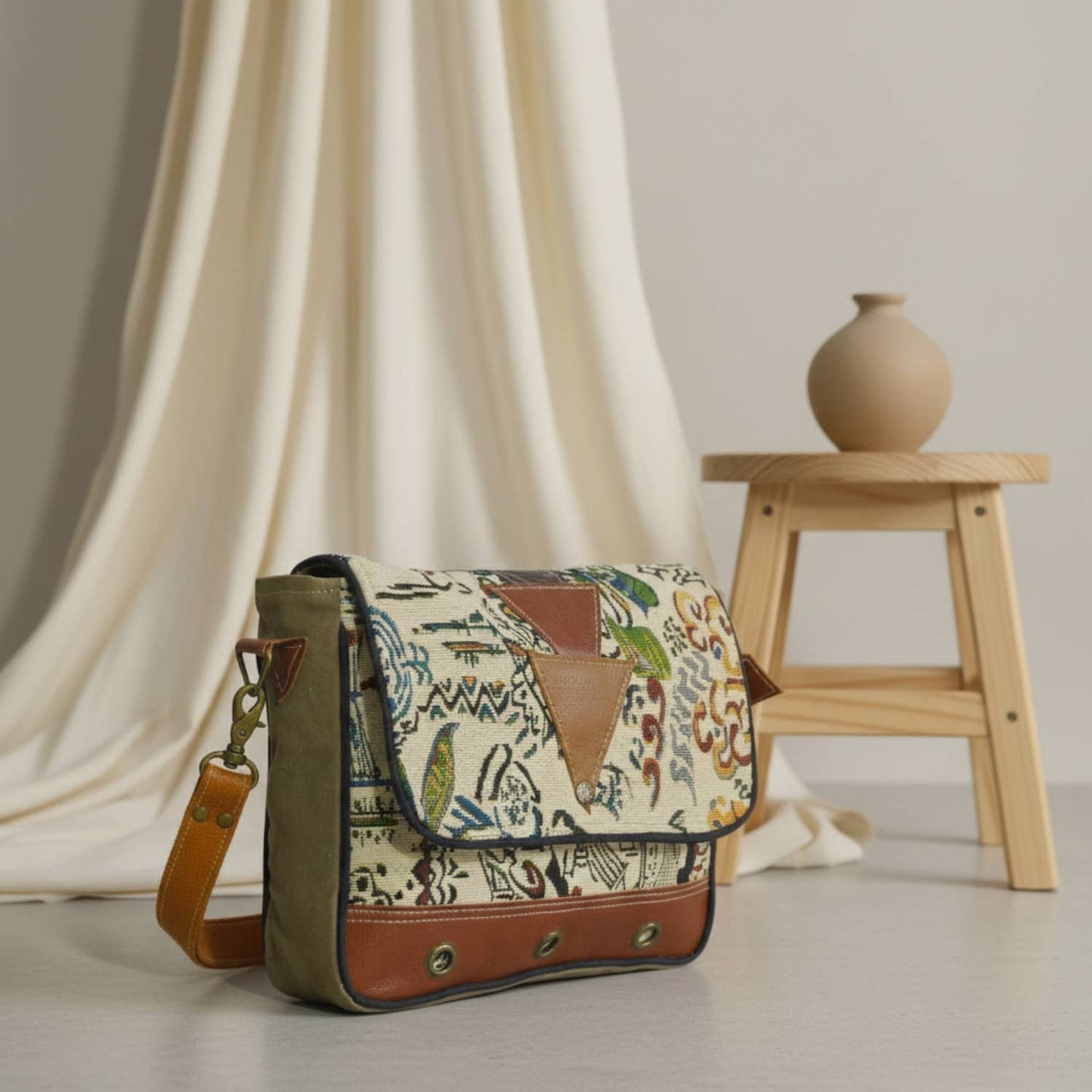 Hasal Women’s Upcycled Canvas & Leather Crossbody Bag