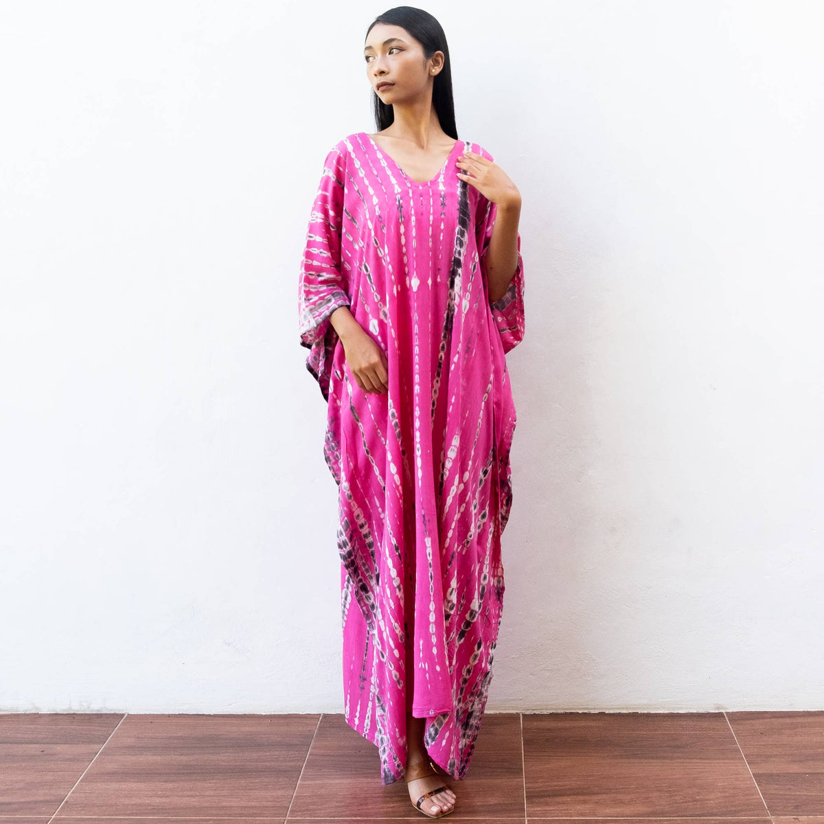 Tie Dye Kaftan Dress (Hot Pink) Lounge Resort Wear Maternity
