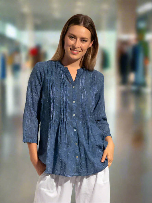 Mozaic Yamba Top In Denim Wash T133
