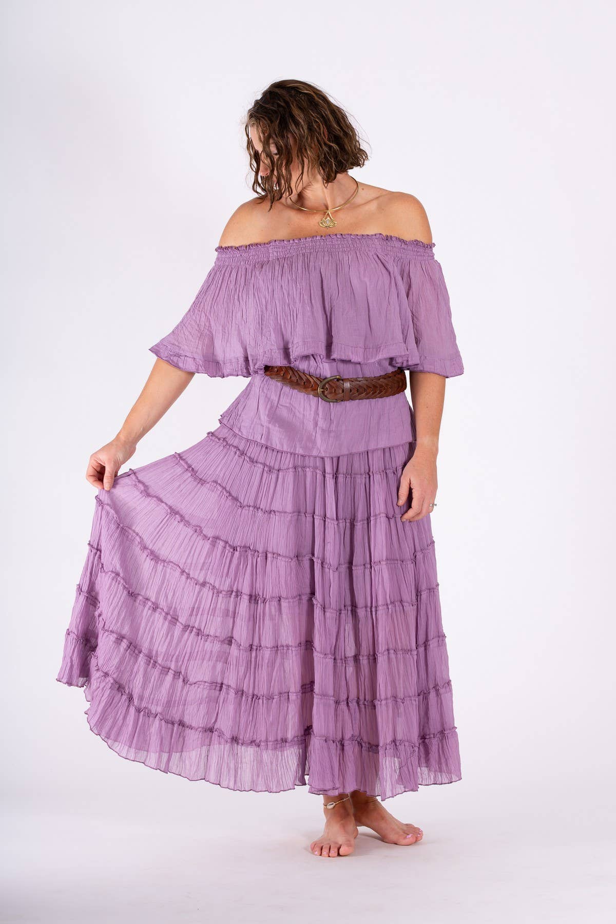 TIERED CHEESECLOTH COTTON GYPSY SKIRT