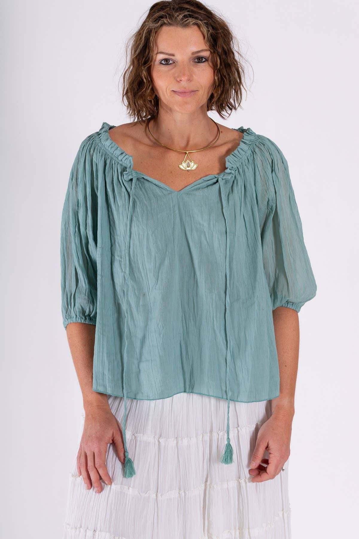 BOHO CHEESECLOTH COTTON GYPSY TOP