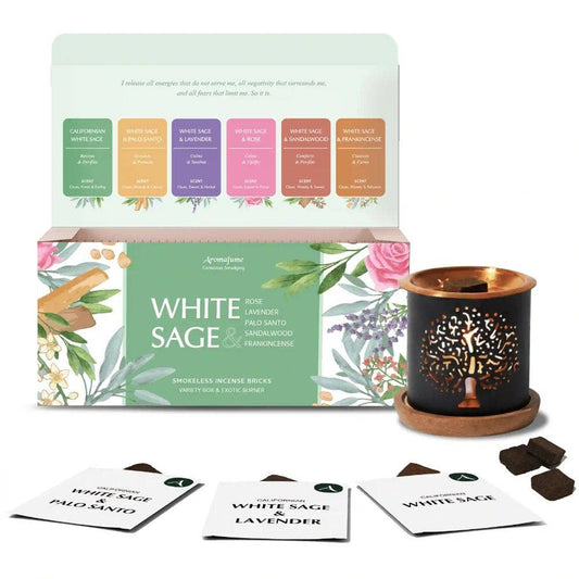 White Sage Incense Brick Tree of Life Burner Gift Set