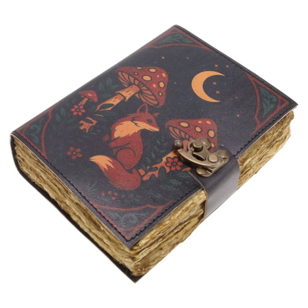 Fox Mushroom Leather Journal 12.5cm x 17.5cm