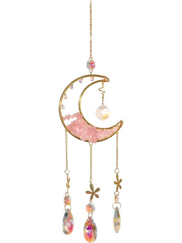46cm Half Moon Suncatcher With Rose Quartz