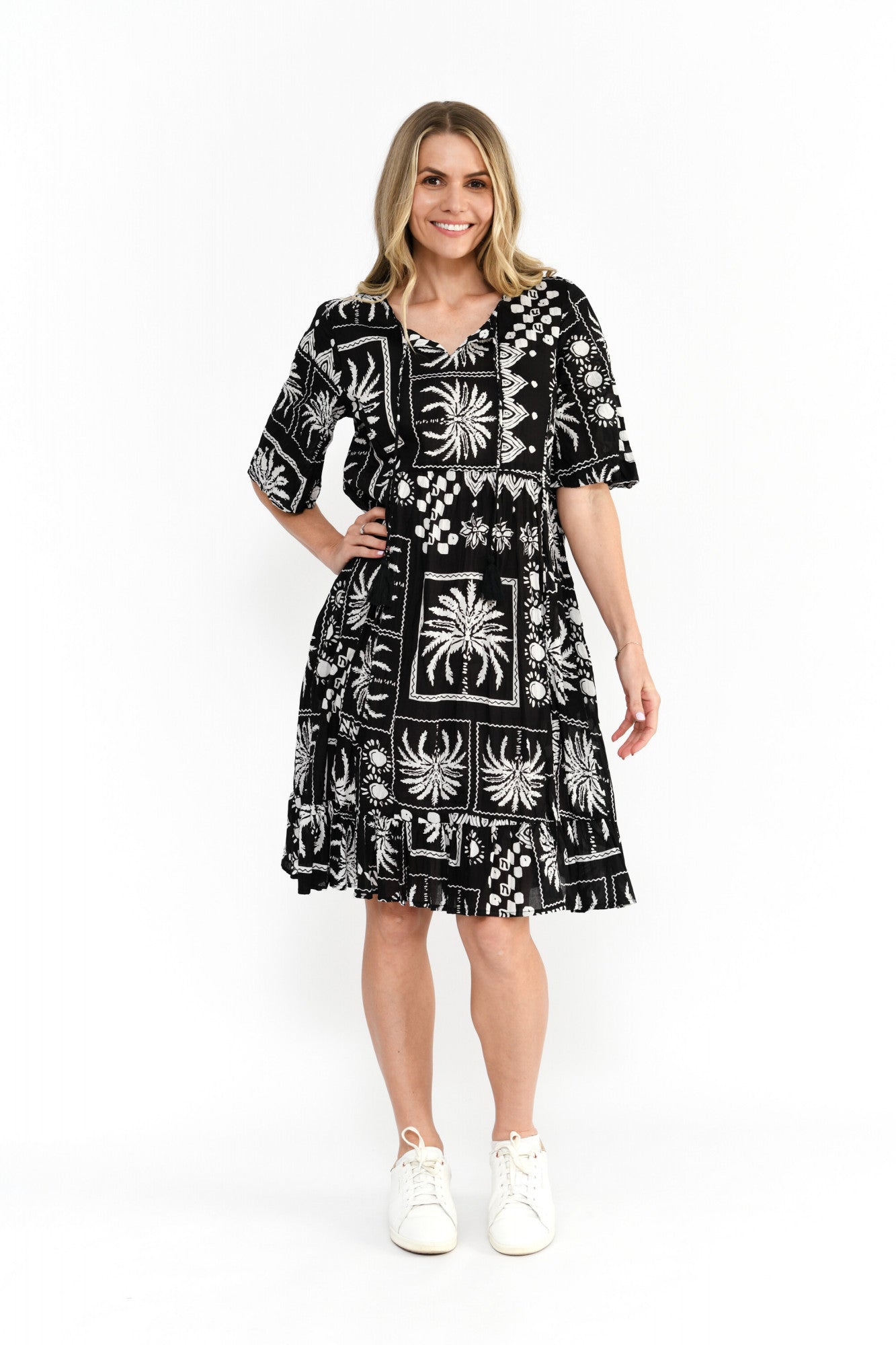 Charli Dress Mono Patch Black