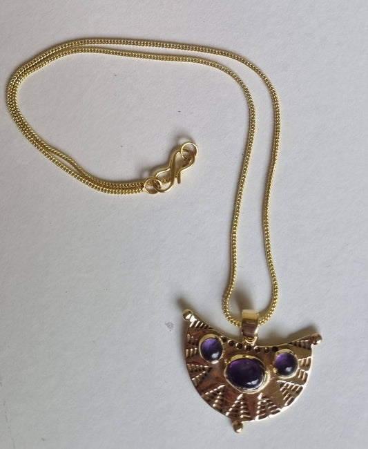 Brass & Amethyst Pendant