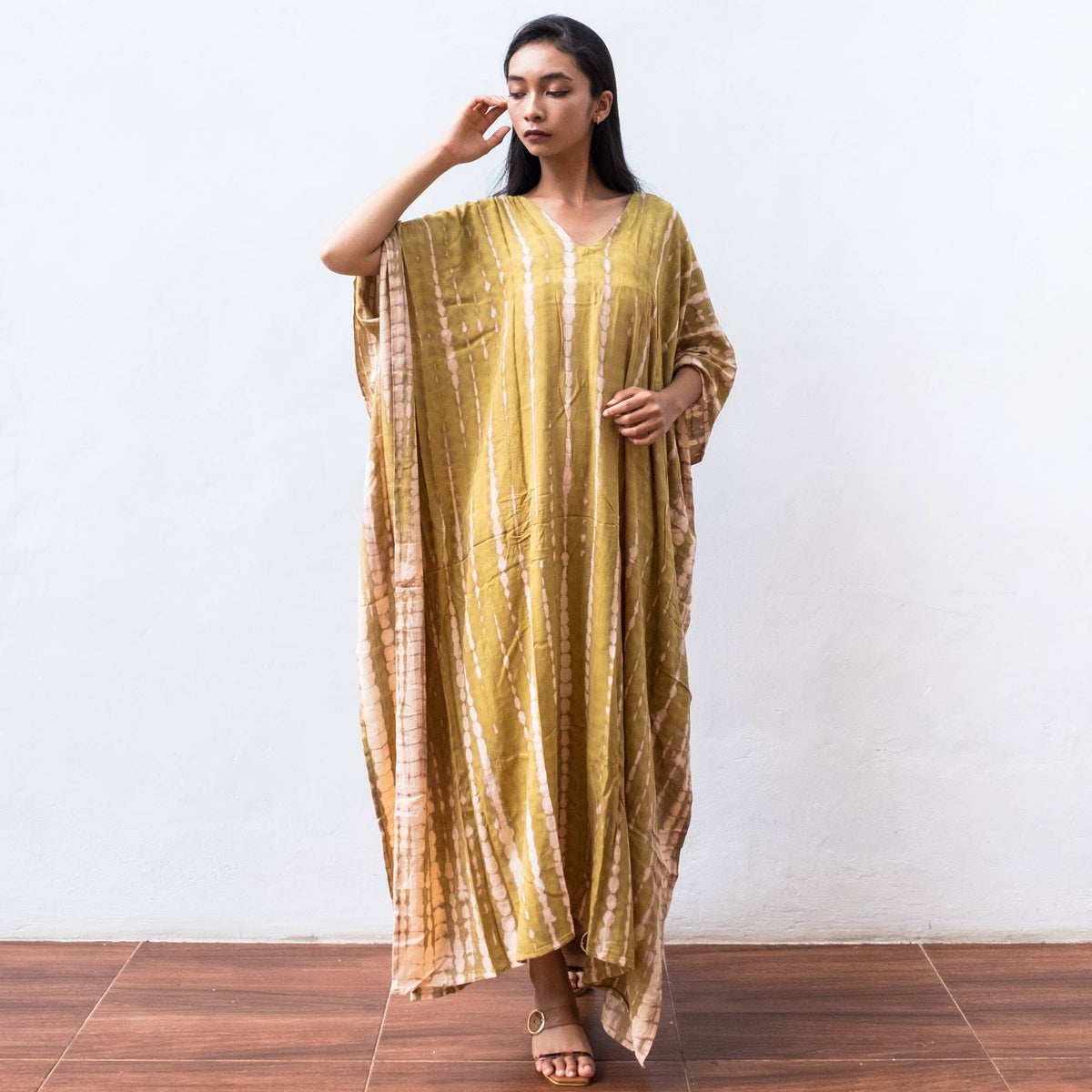 Tie Dye Kaftan Dress (Olive) Maternity Lounge Resort Wear