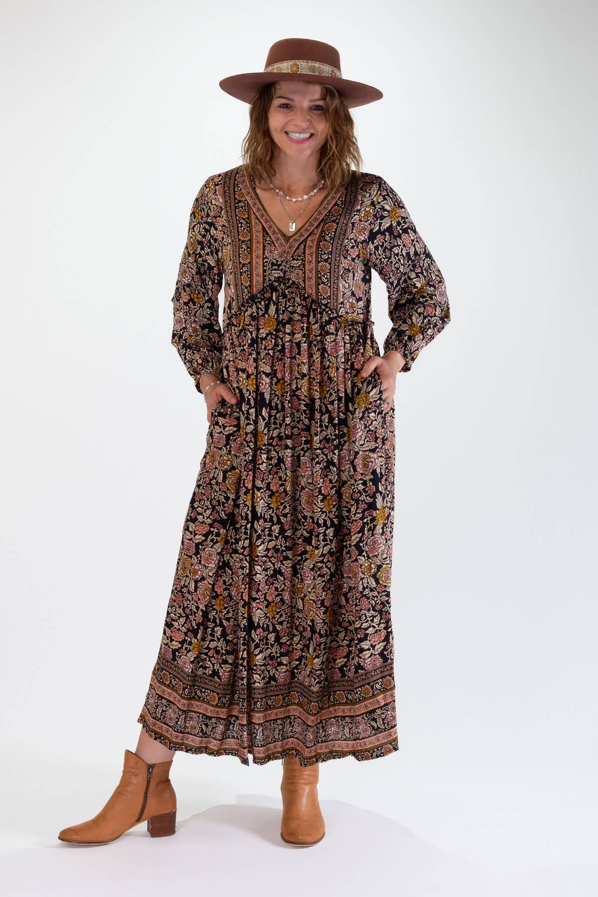 MILA MAXI DRESS - ROSE PRINT