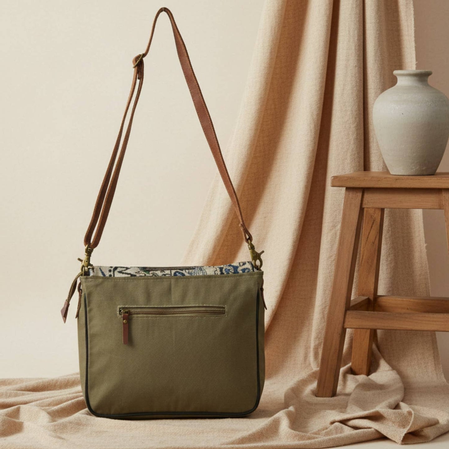 Hasal Women’s Upcycled Canvas & Leather Crossbody Bag