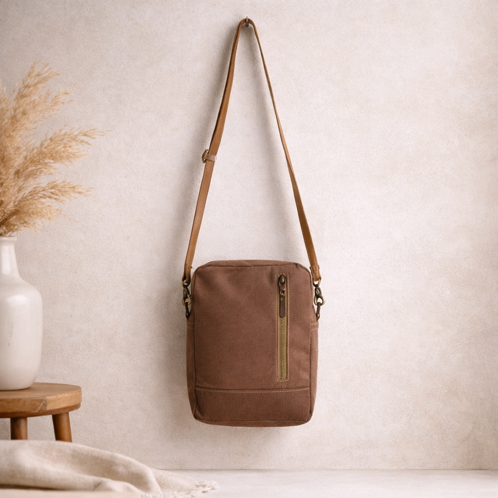 Jas Upcycled Canvas & Leather Crossbody Bag Handmade (Copy)