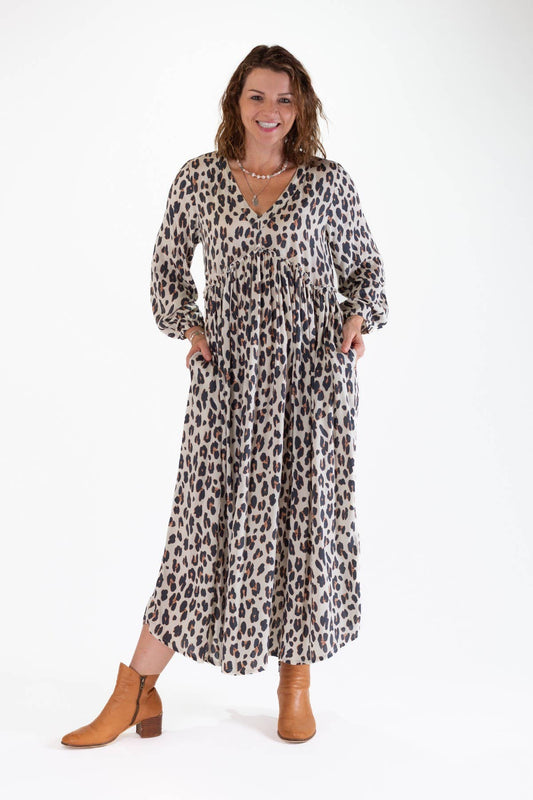 MILA MAXI DRESS - LEOPARD PRINT