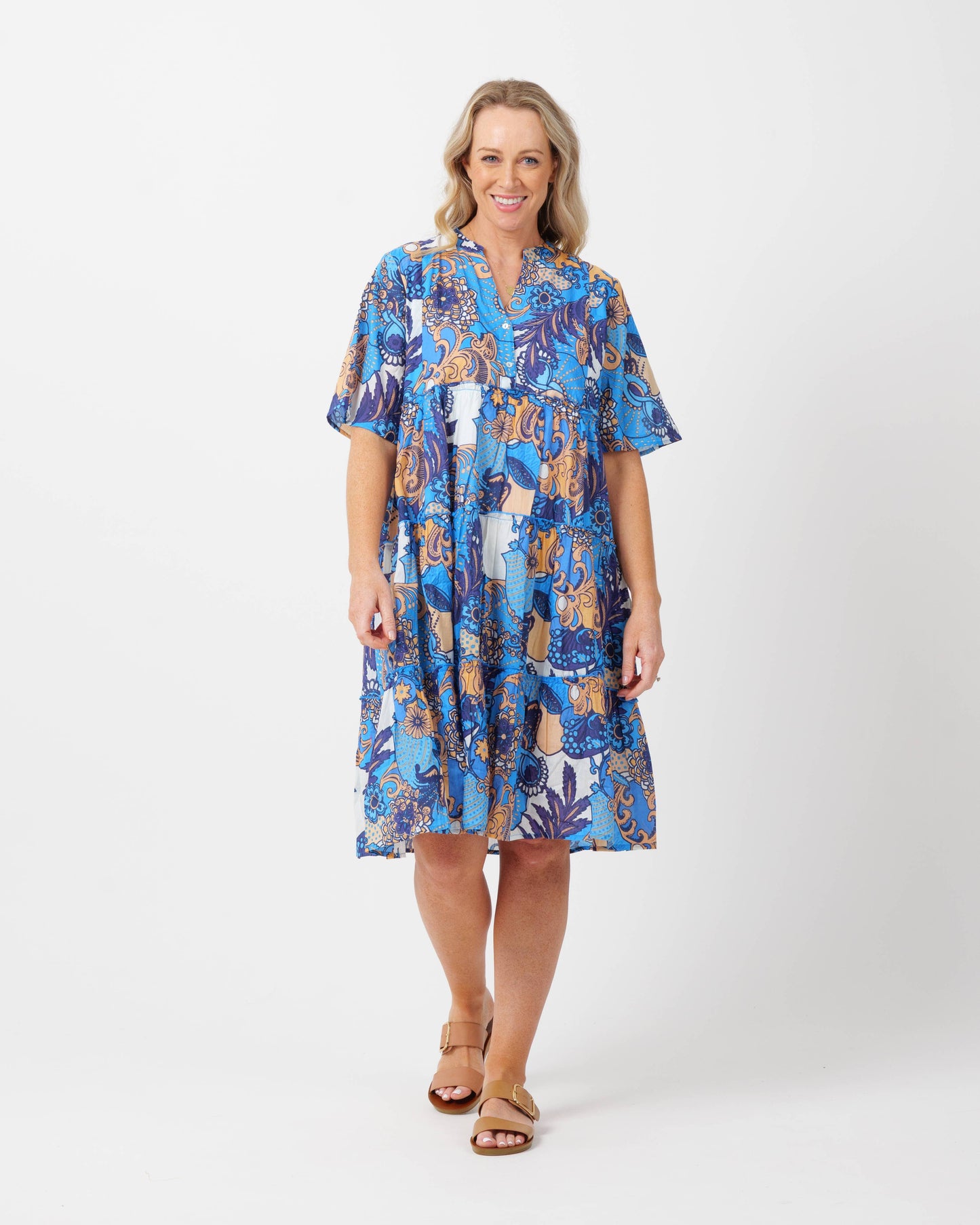 Castaway Dress in Kaleido Blue D357