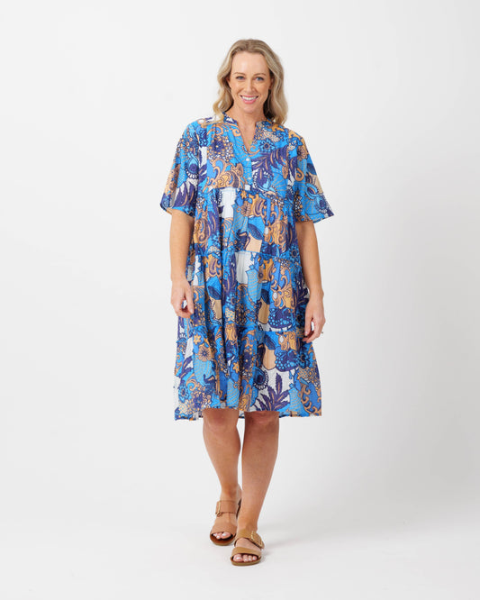 Castaway Dress in Kaleido Blue D357