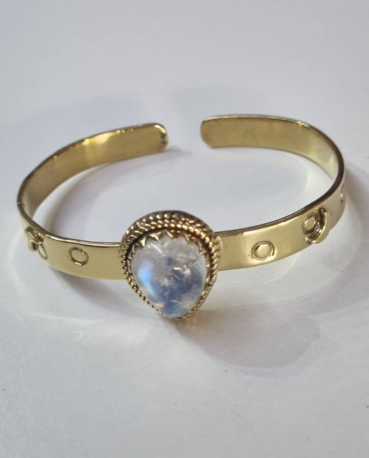 Brass & Moonstone Celestial Bangle