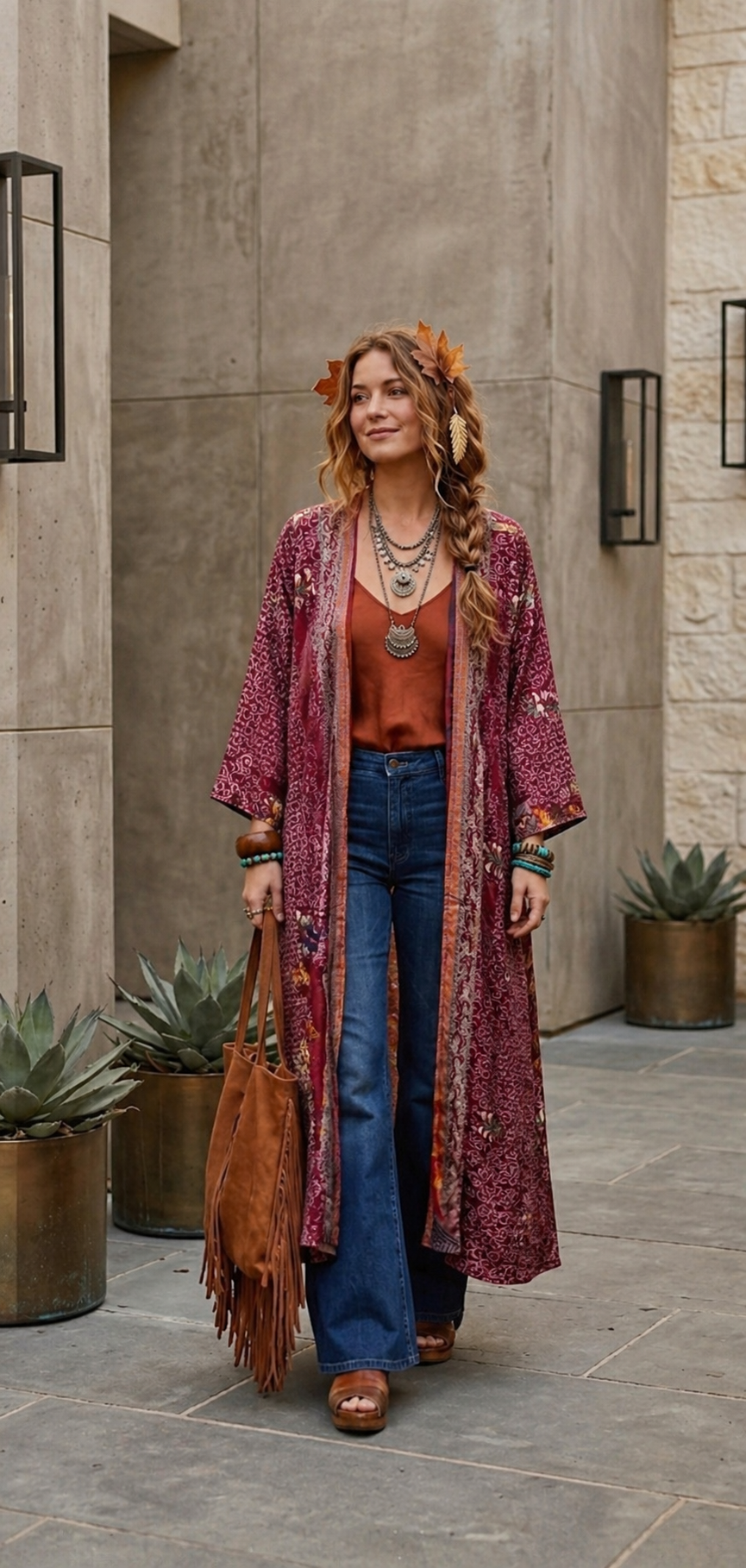 BOHEMIAN REVERSIBLE RECYCLED LONG SILK BLEND KIMONOS