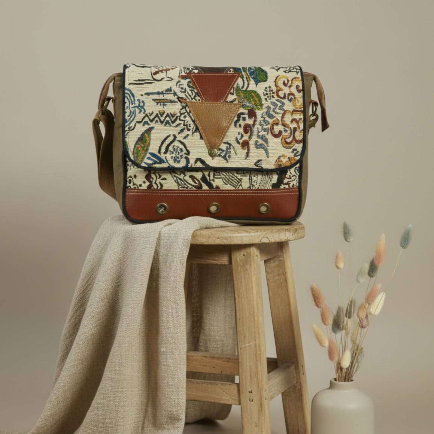 Hasal Women’s Upcycled Canvas & Leather Crossbody Bag