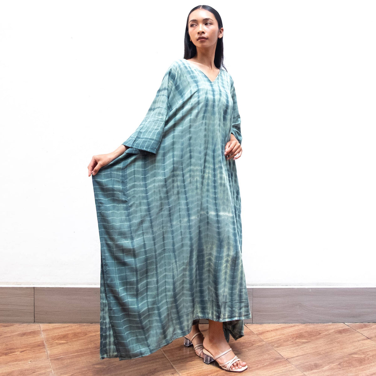 Tie Dye Kaftan Dress (Nude Green) Sun Lounge Resort Wear