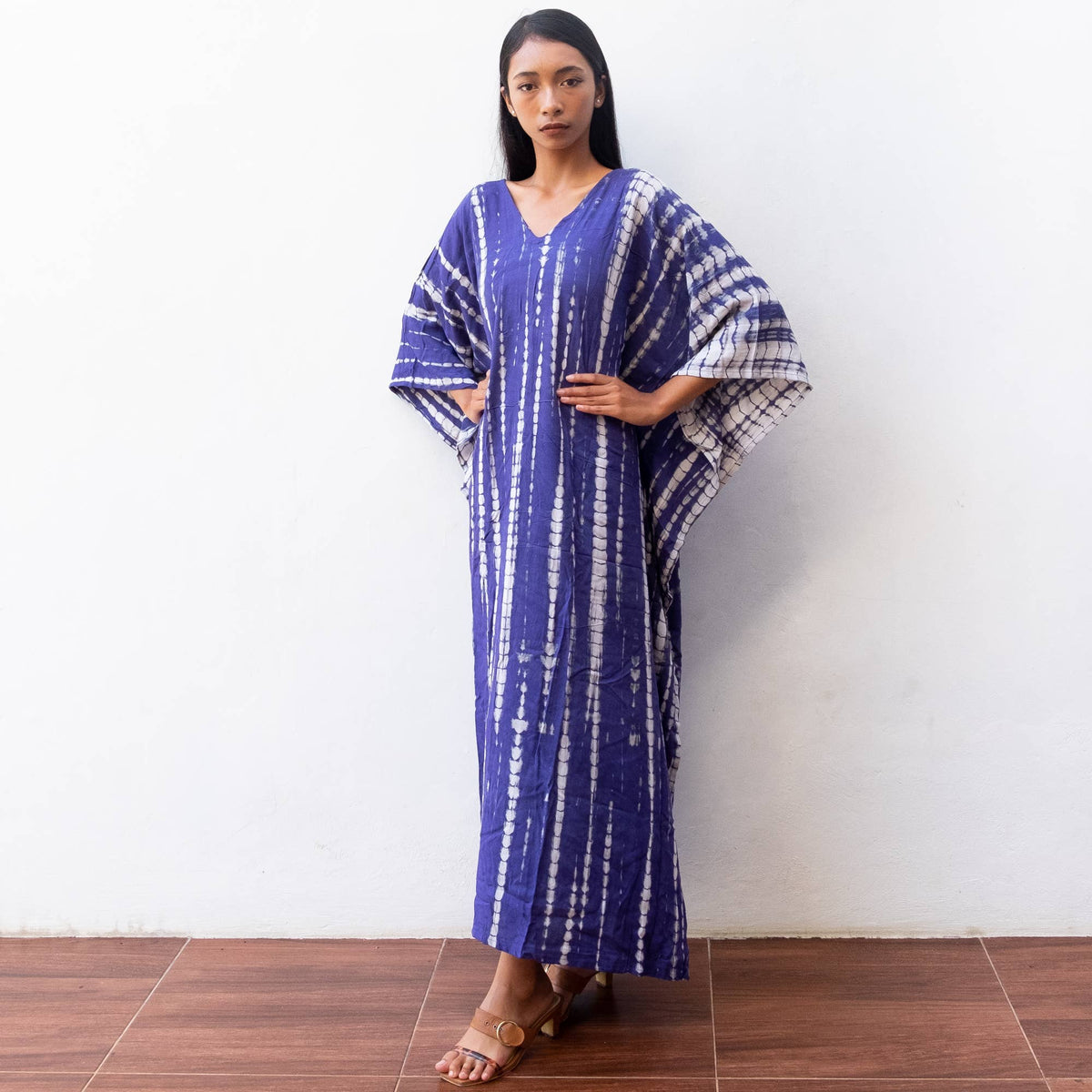 Tie Dye Kaftan Dress (Violet Blue) Beach Lounge Resort Wear