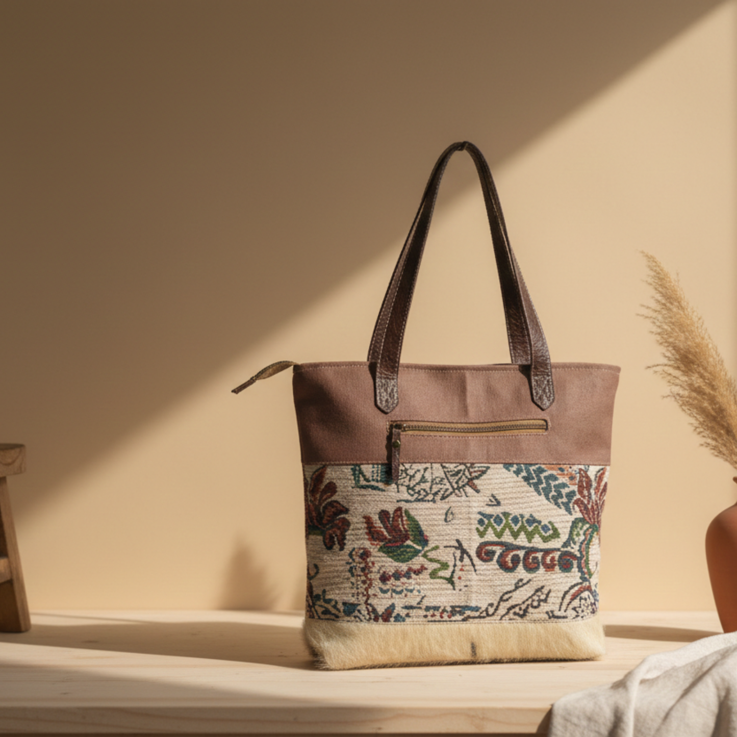 Trend Upcycled Canvas & Leather Tote Bag | Handmade Everyday