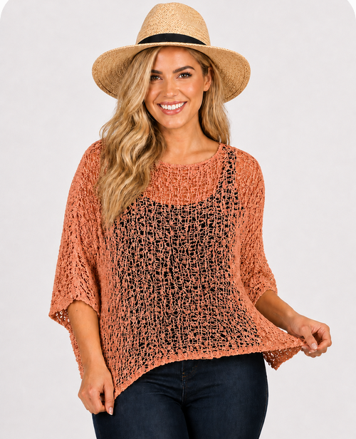 POPCORN KNIT OVERSIZED TOP