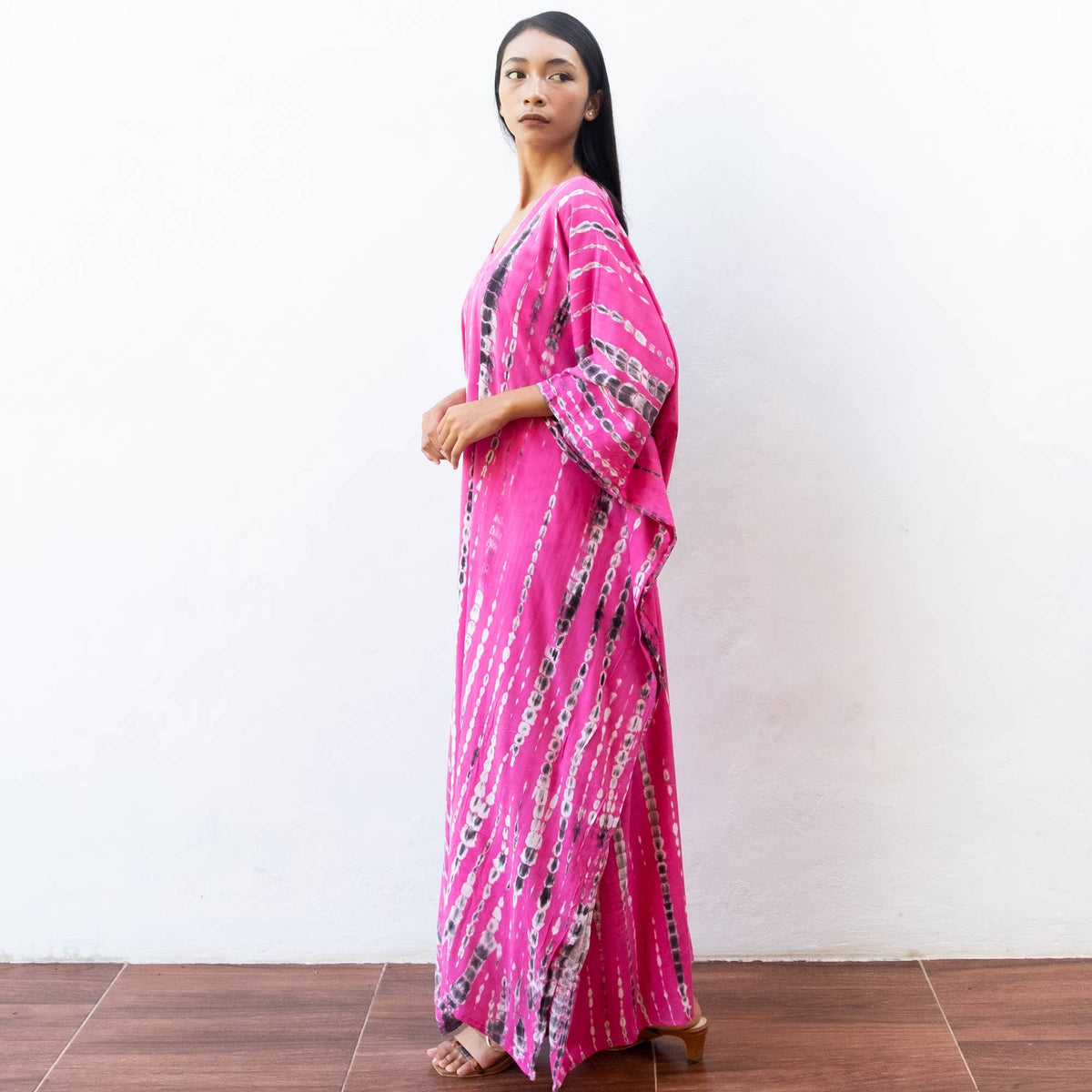 Tie Dye Kaftan Dress (Hot Pink) Lounge Resort Wear Maternity