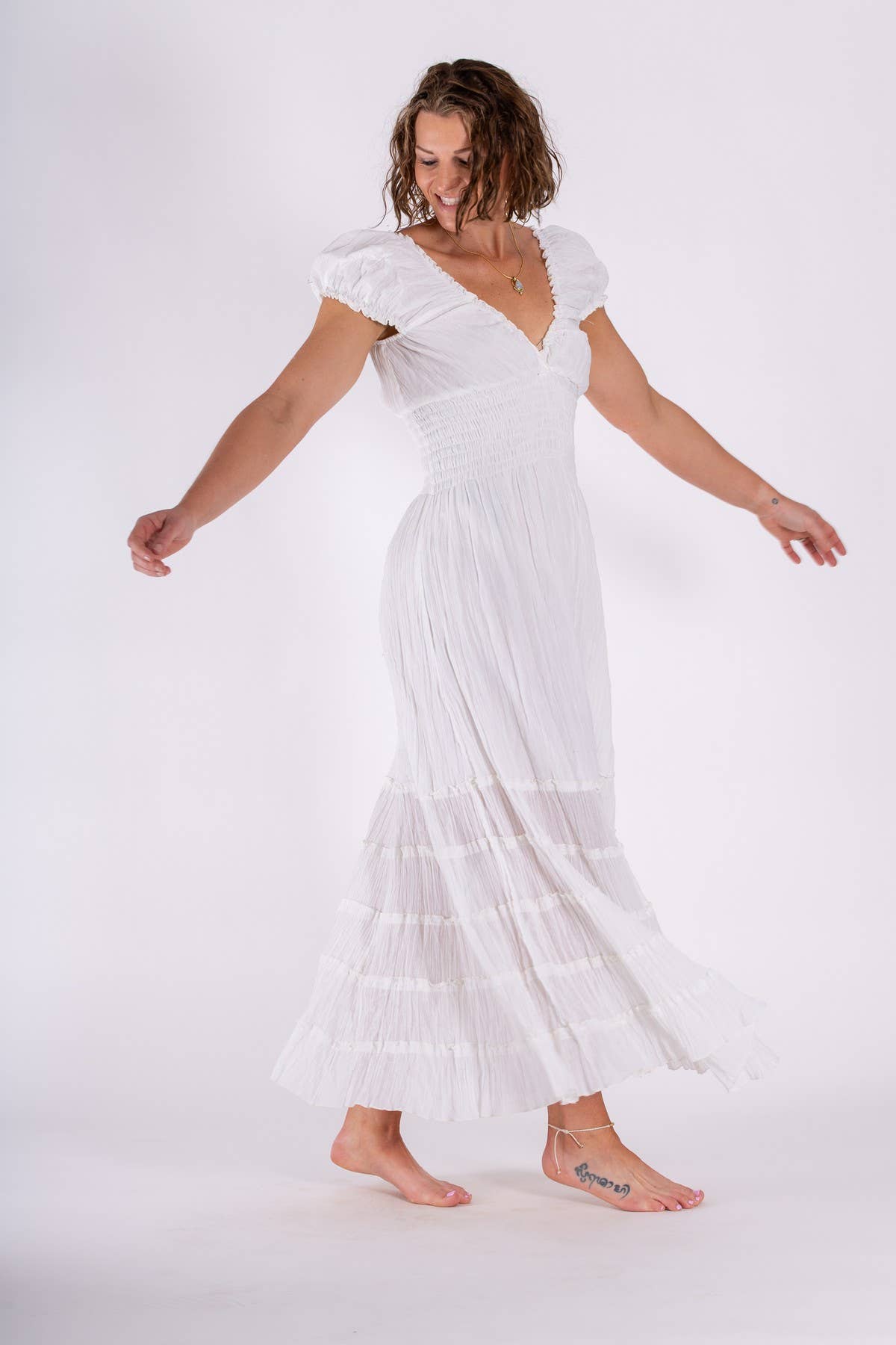 GODDESS DRESS IN CHEESECLOTH COTTON