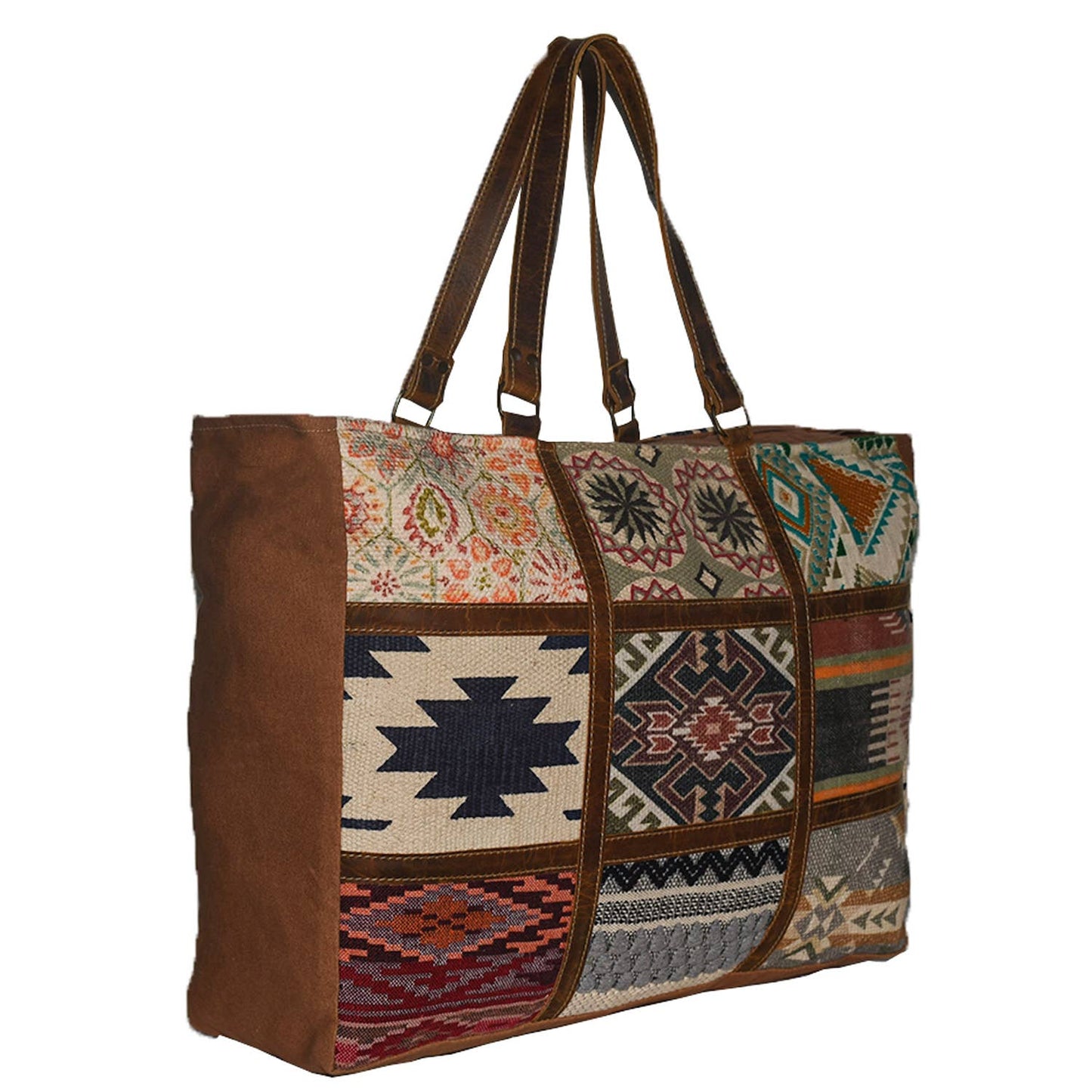 Canvas & Leather Overnight Multi Patch Weekender Bag