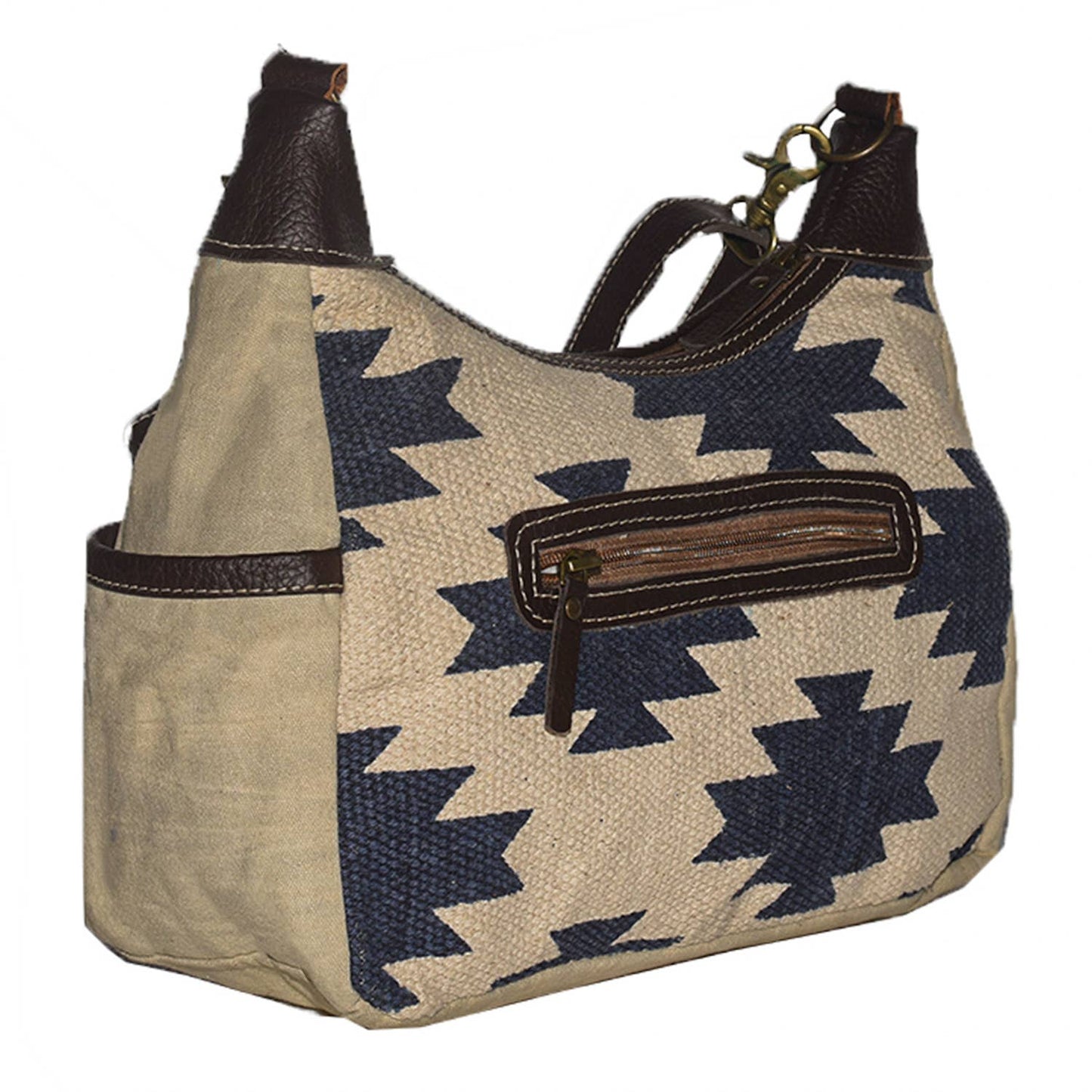 Canvas Rug & Leather Jello Shoulder Bag