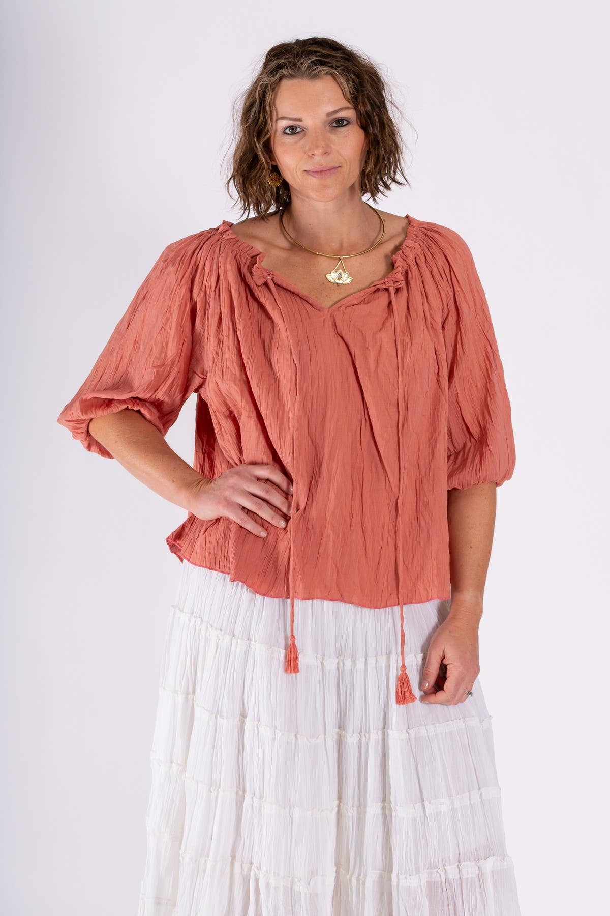 BOHO CHEESECLOTH COTTON GYPSY TOP