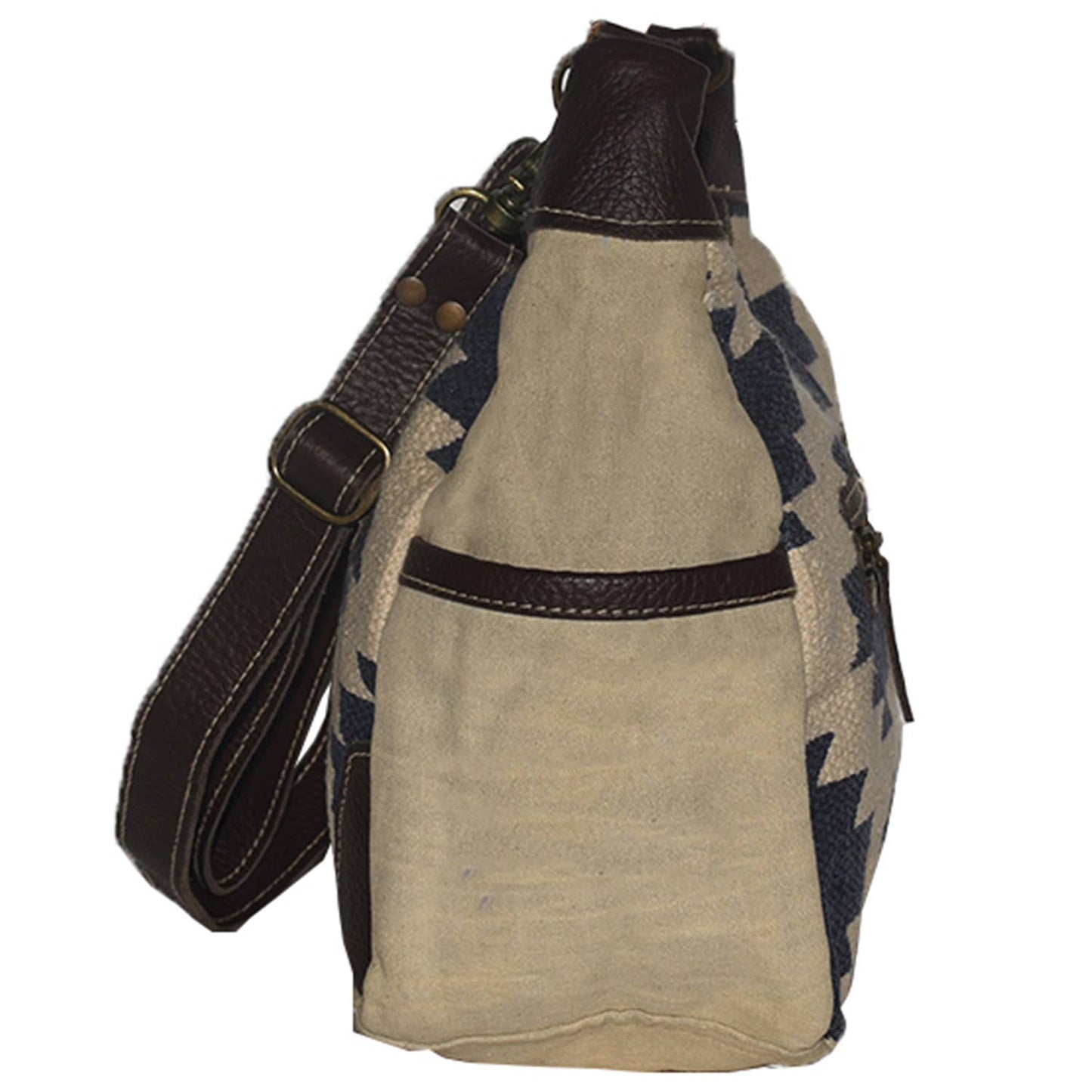 Canvas Rug & Leather Jello Shoulder Bag