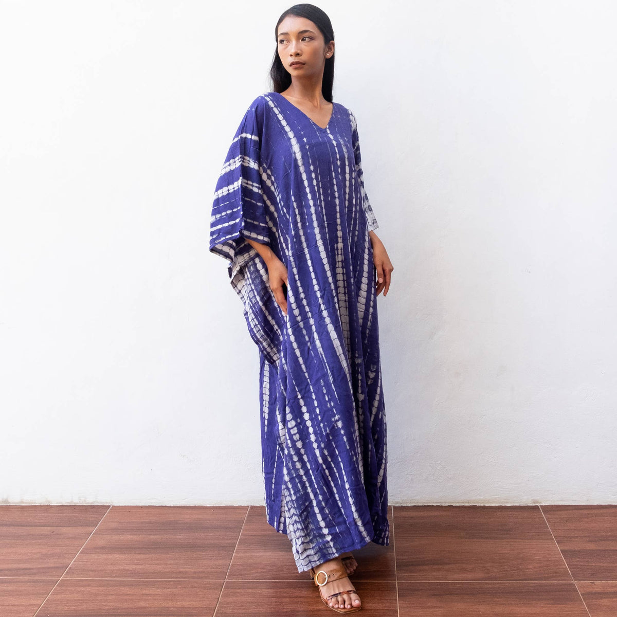 Tie Dye Kaftan Dress (Violet Blue) Beach Lounge Resort Wear