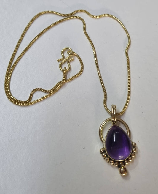 Brass & Amethyst Pendant