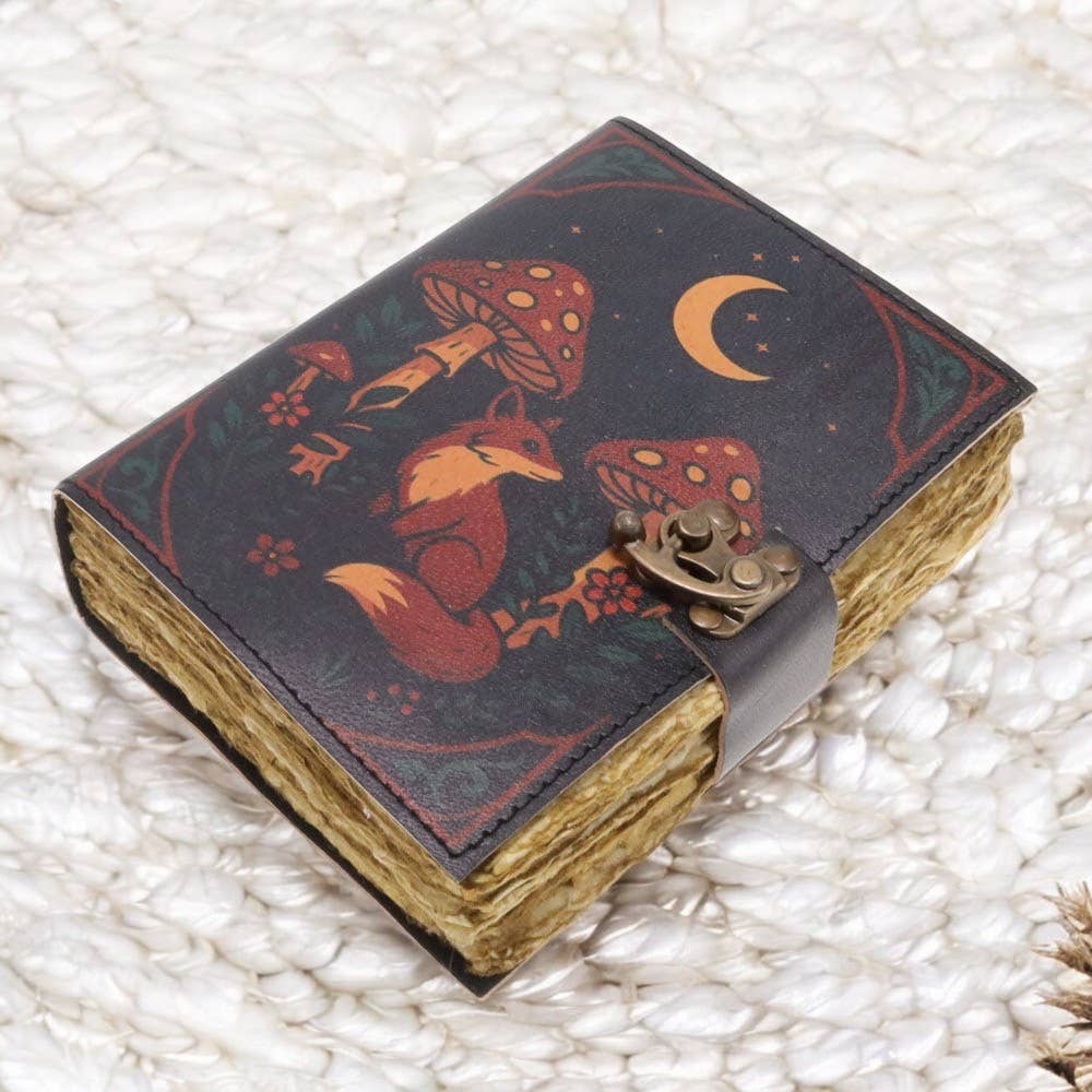 Fox Mushroom Leather Journal 12.5cm x 17.5cm