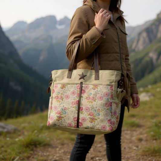 Canvas & Leather Star Messenger Bag
