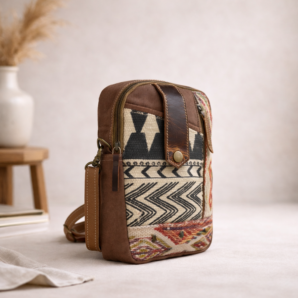 Jas Upcycled Canvas & Leather Crossbody Bag Handmade (Copy)