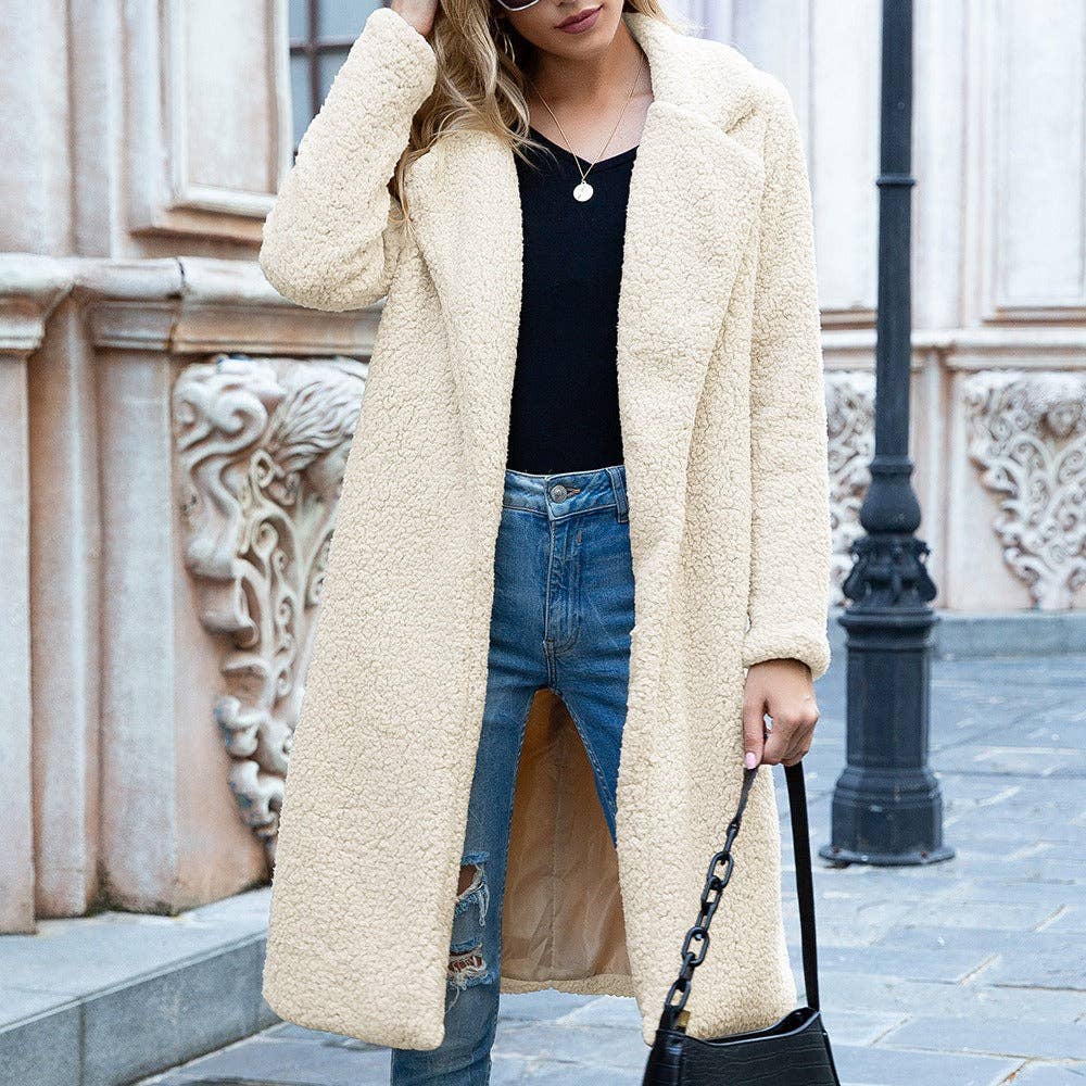 White Trench Teddy Fleece - No Side Pockets