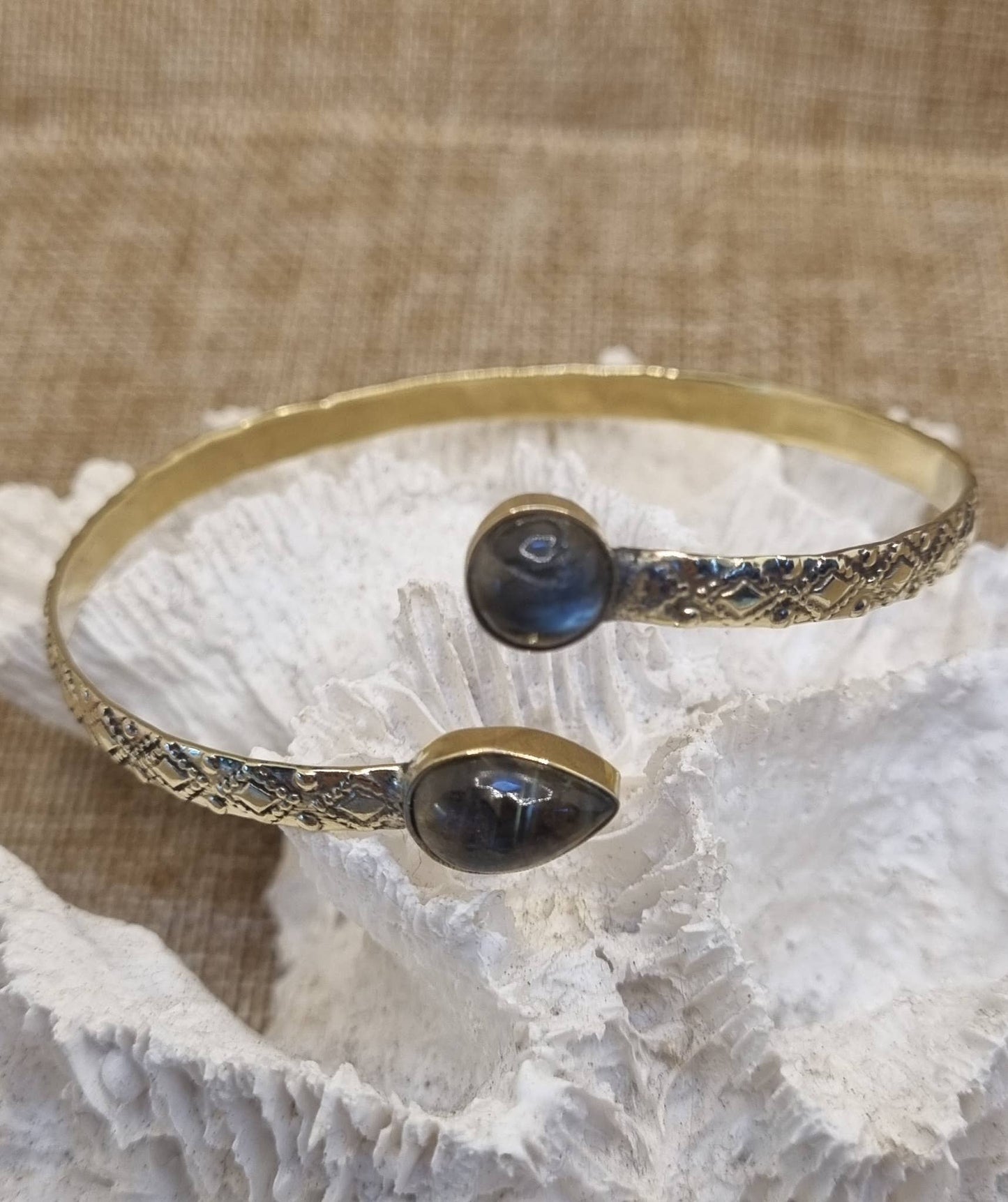 Boho Gemstone Cuff Bangle