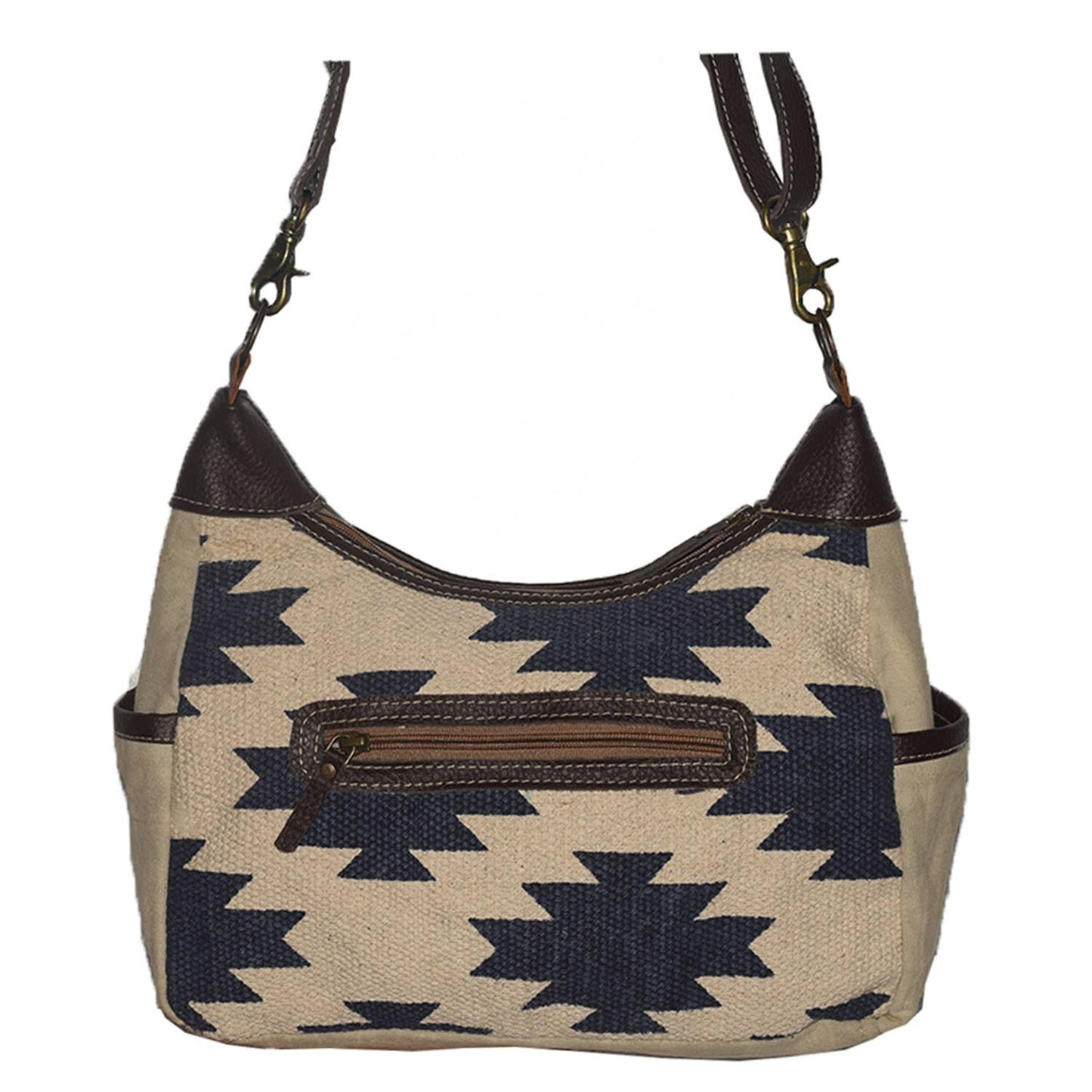 Canvas Rug & Leather Jello Shoulder Bag