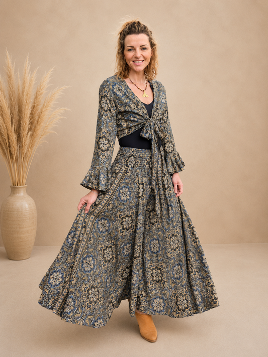 Silk Blend Wide-Leg Pants