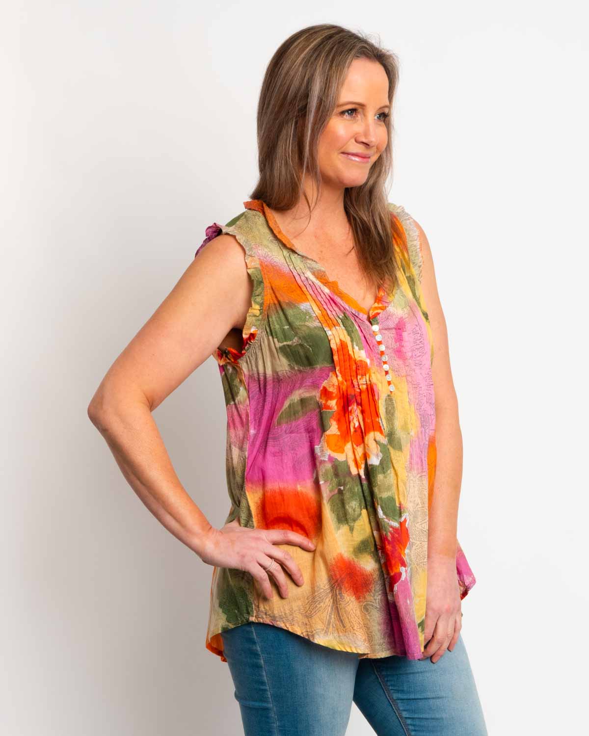 Chilli Top In Orange Pink