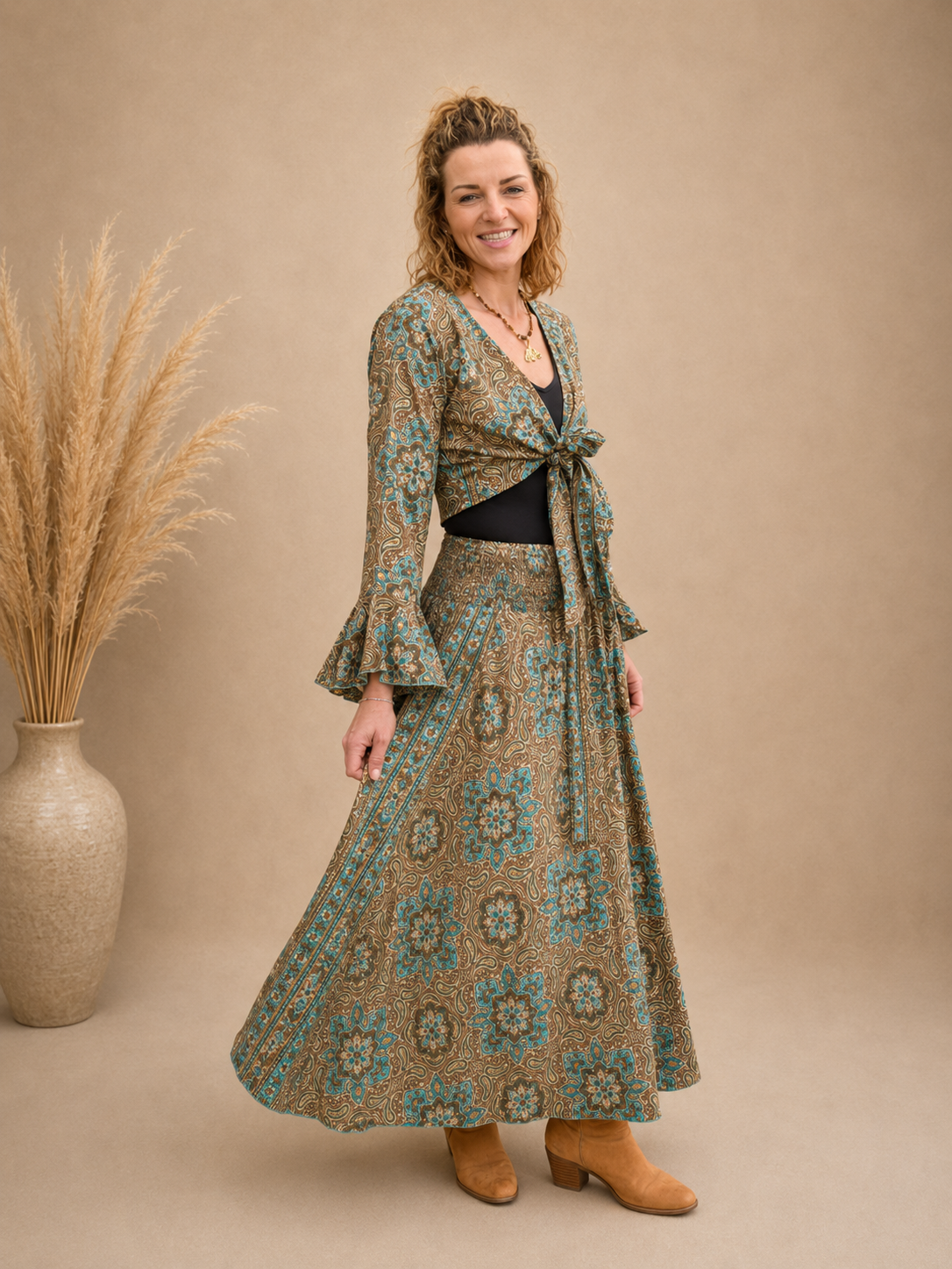 Silk Blend Wide-Leg Pants