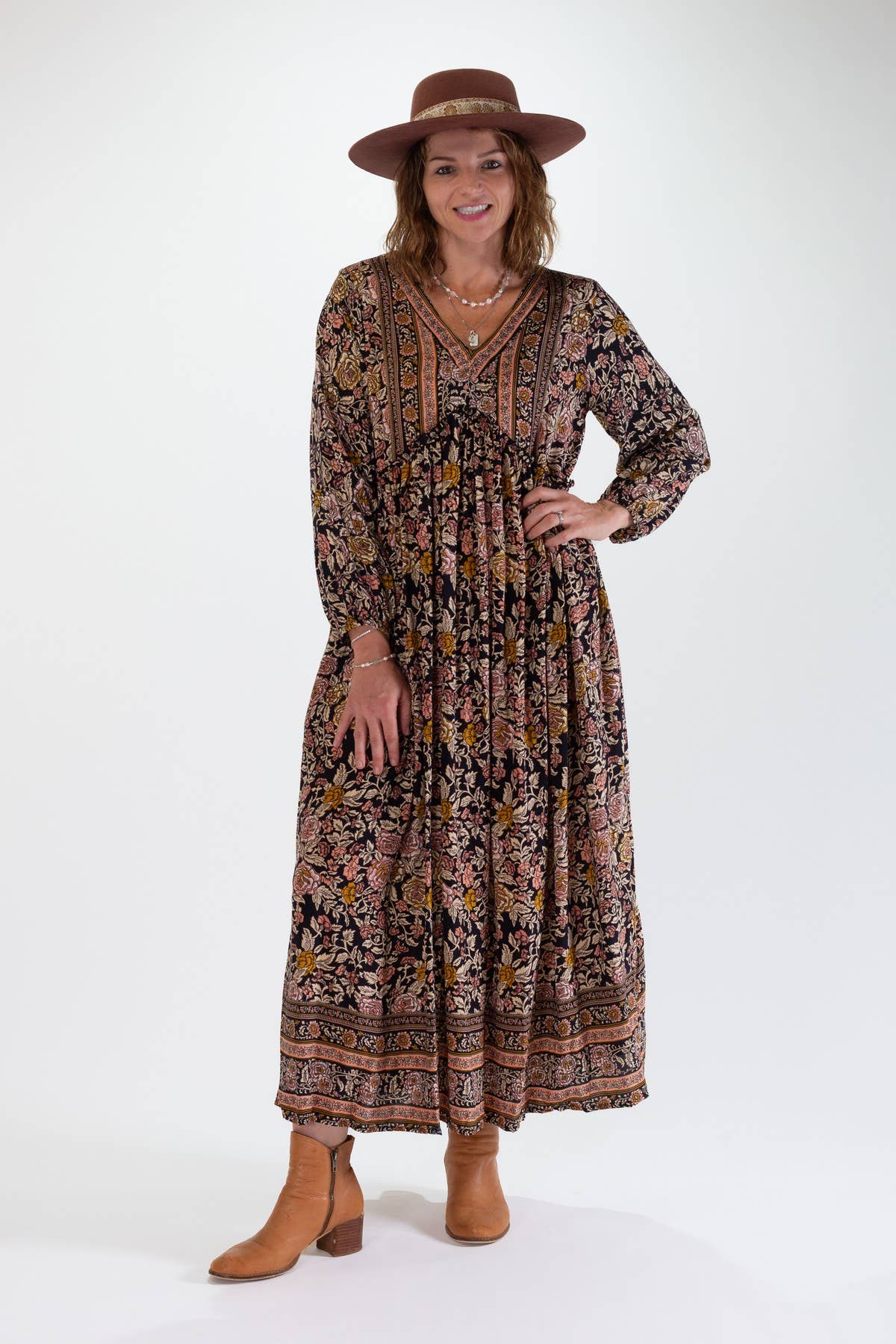 MILA MAXI DRESS - ROSE PRINT